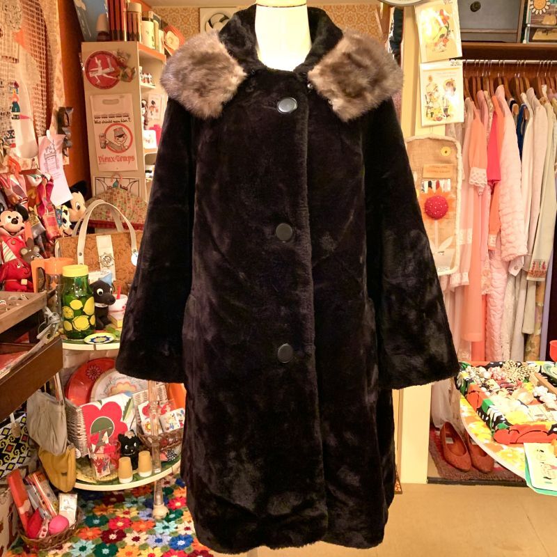 画像: UNION MADE Vintage BK/BR Eco fur coat