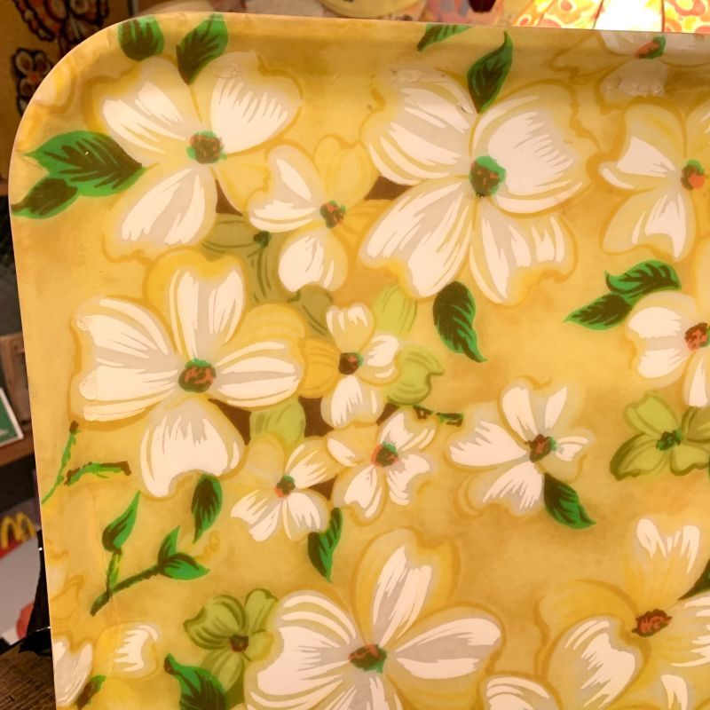 画像: Vintage glass fiber flower pattern tray  B