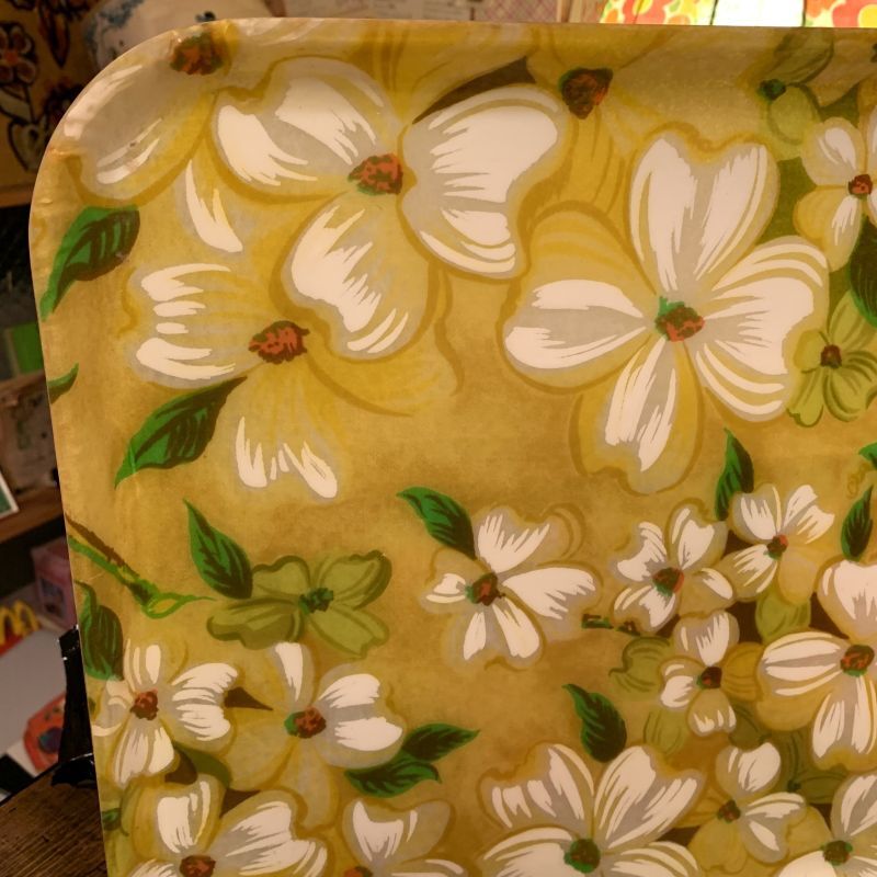 画像: Vintage glass fiber flower pattern tray   A