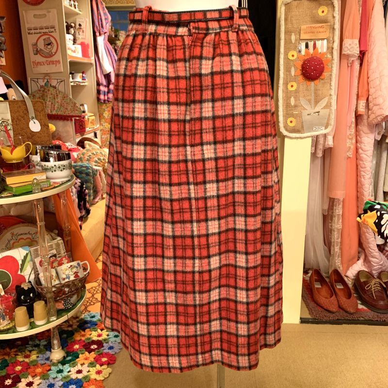 画像: RD/BK Plaid wool skirt