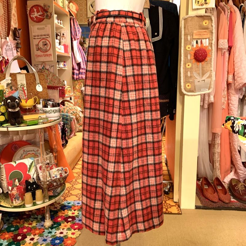 画像: RD/BK Plaid wool skirt