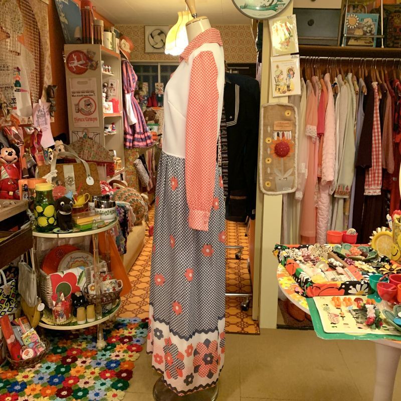 画像: Dot&Flower pattern vintage dress
