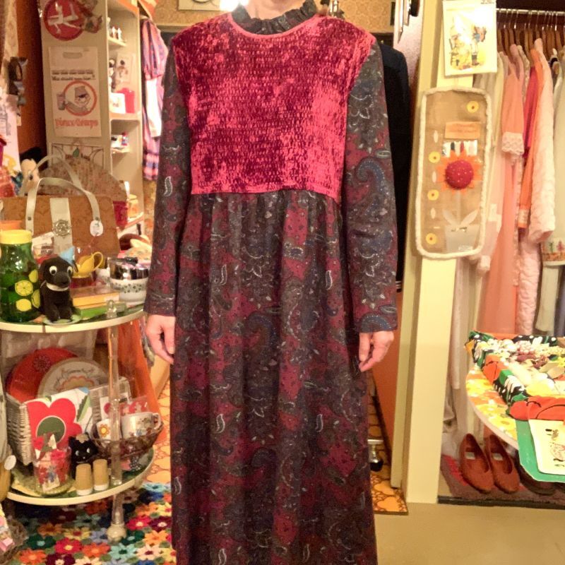 画像1:  Velor switching paisley pattern dress