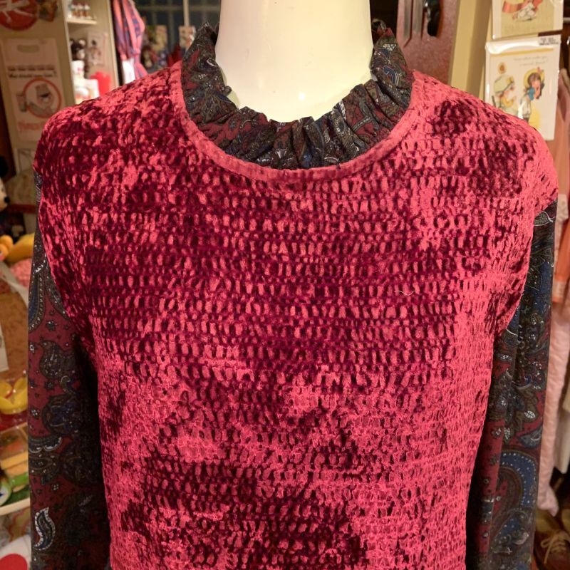 画像2:  Velor switching paisley pattern dress