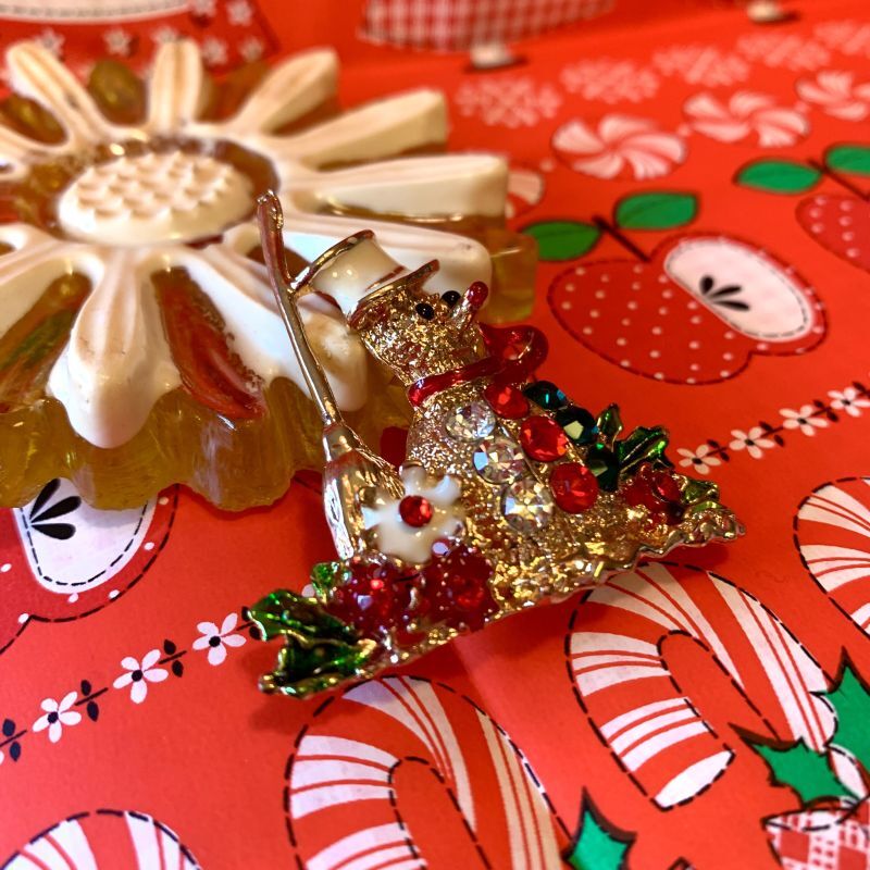 画像: Christmas motif rhinestone brooch