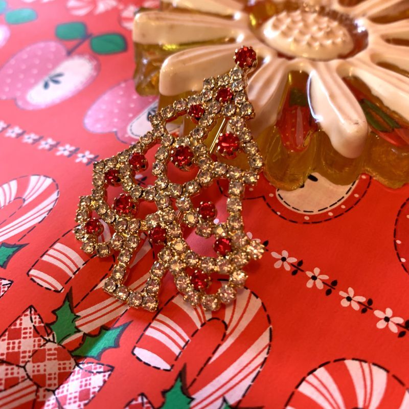 画像: Christmas tree rhinestone brooch