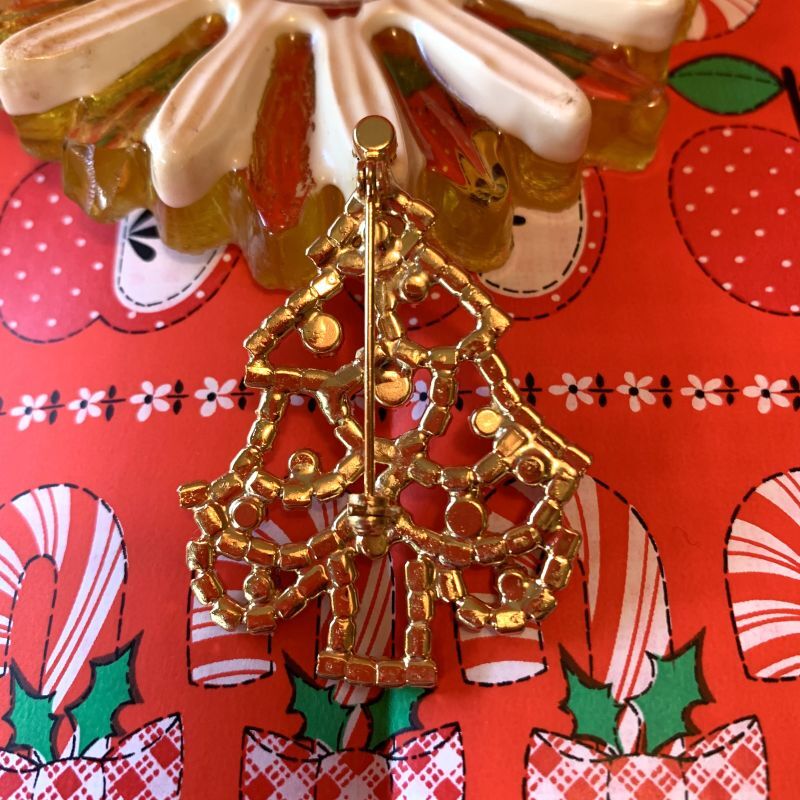 画像: Christmas tree rhinestone brooch