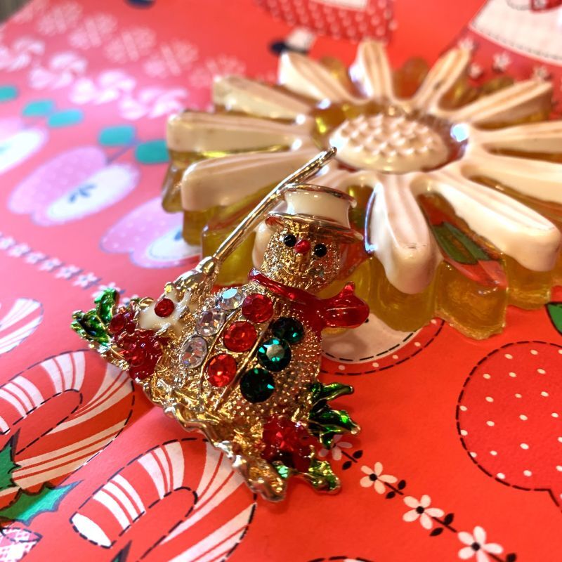 画像: Christmas motif rhinestone brooch