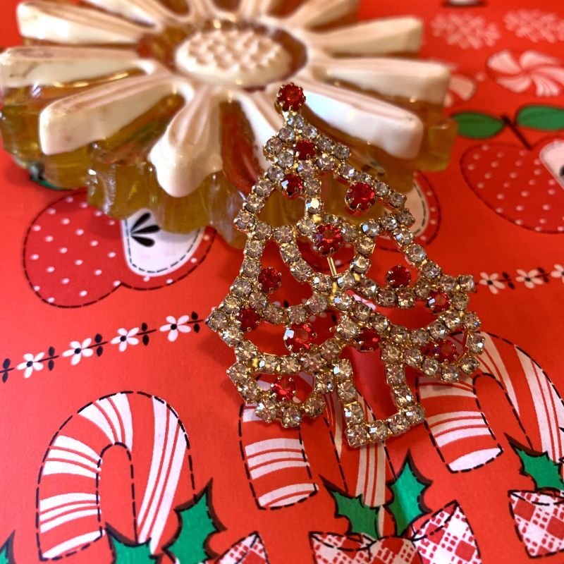画像: Christmas tree rhinestone brooch