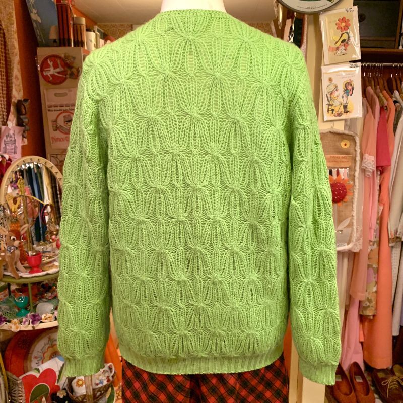 画像: 50'S Flower pattern wool cardigan