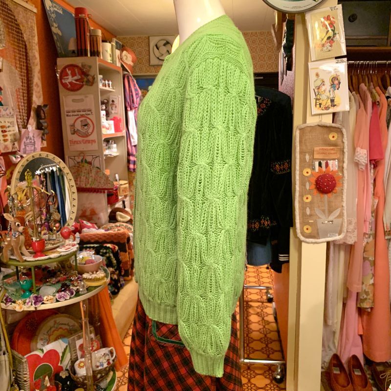 画像: 50'S Flower pattern wool cardigan