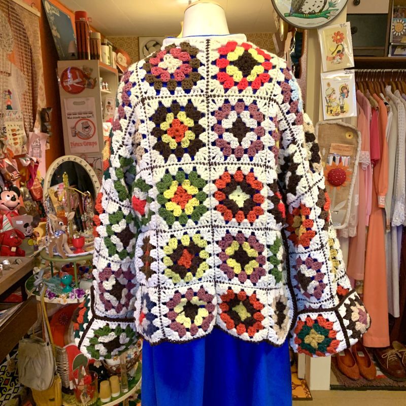 画像: Vintage Granny square knit gownjacket