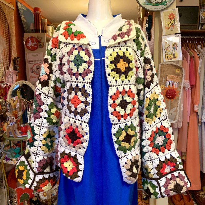 画像: Vintage Granny square knit gownjacket