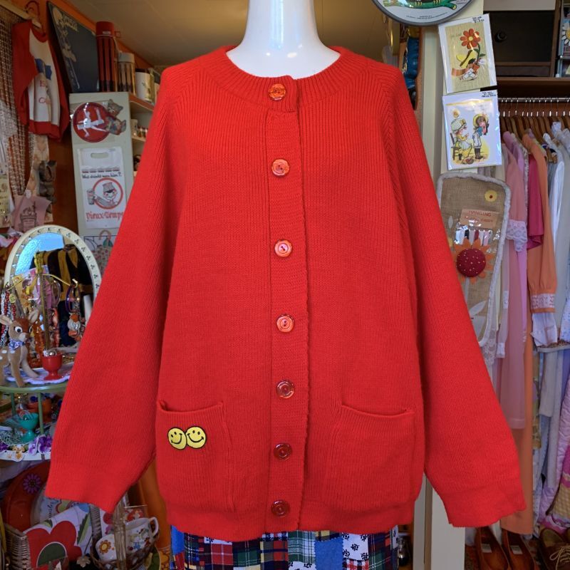 画像: Twin smile patch knit cardigan