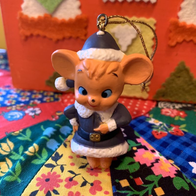 画像: Christmas  mouse vintage ornament(Gray）