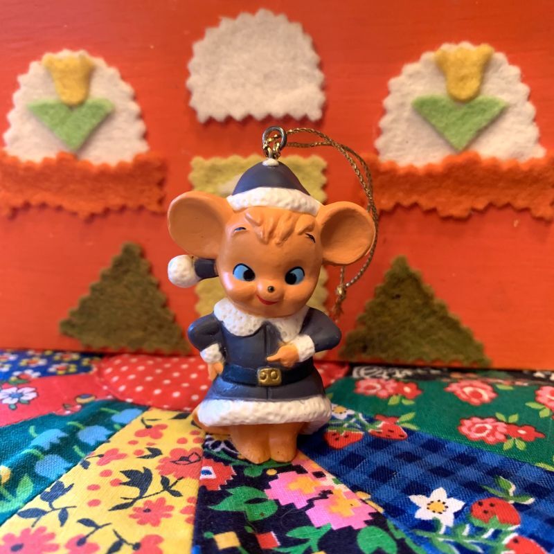 画像1: Christmas  mouse vintage ornament(Gray）