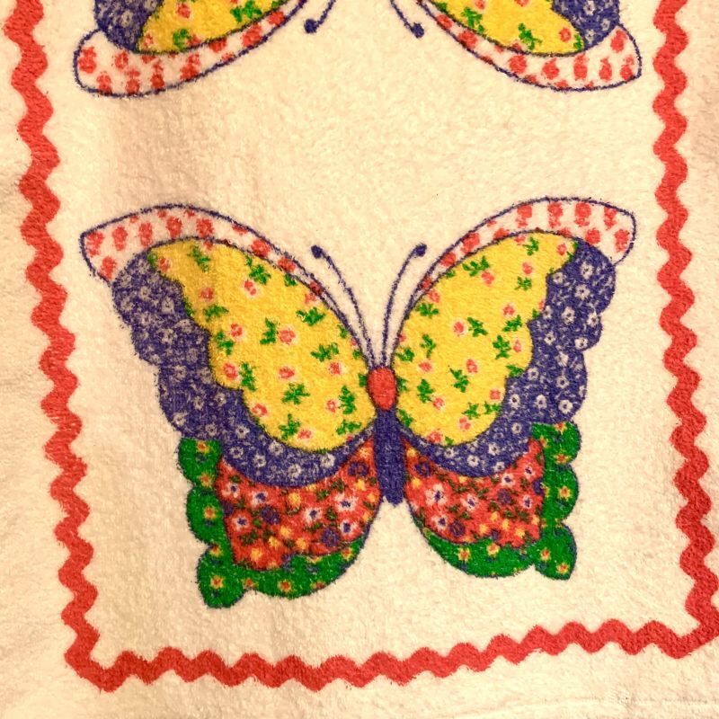 画像: Butterfly patchwork pattern towel