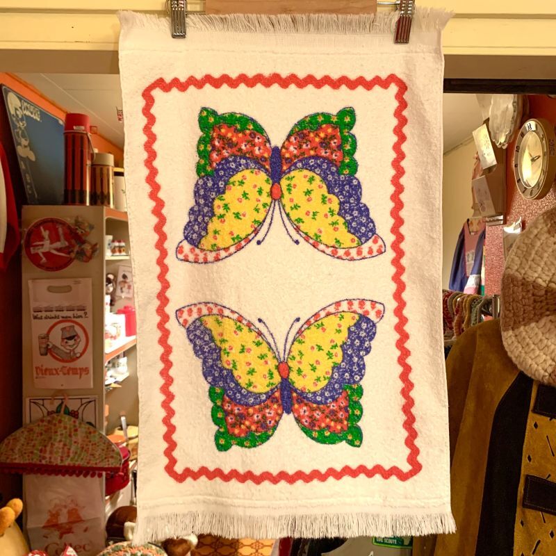 画像: Butterfly patchwork pattern towel