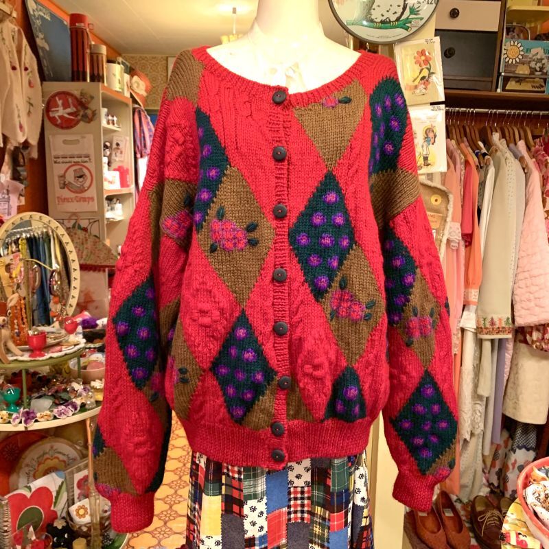 画像: Vintage design knit wool cardigan