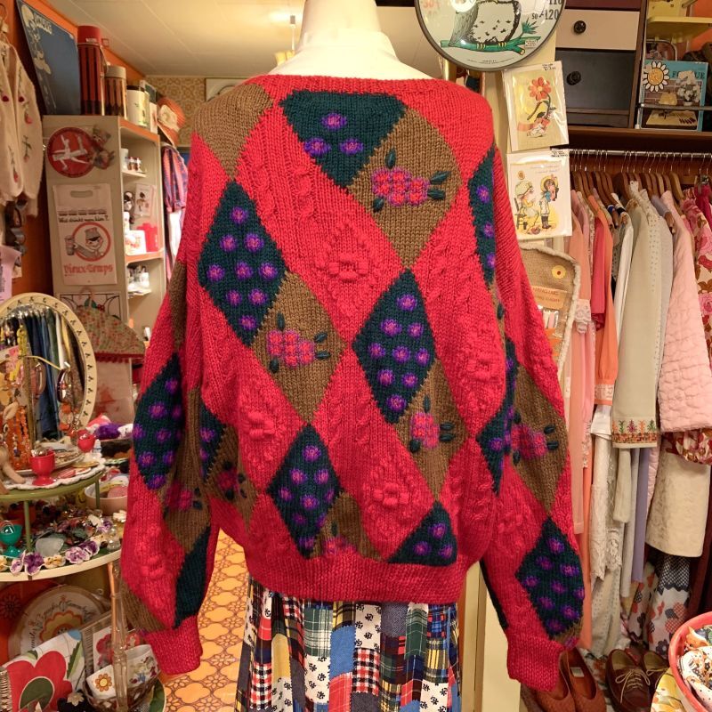 画像: Vintage design knit wool cardigan