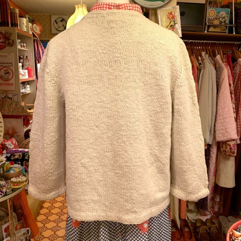 画像: 60'S Flower pattern handmade wool cardigan