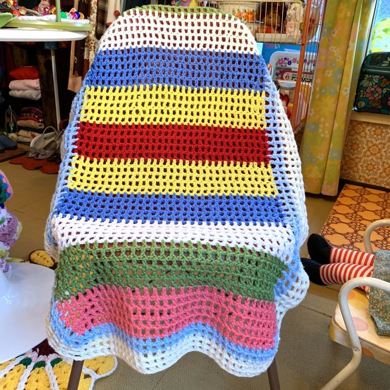 画像1: Colorful knit blanket  (M)
