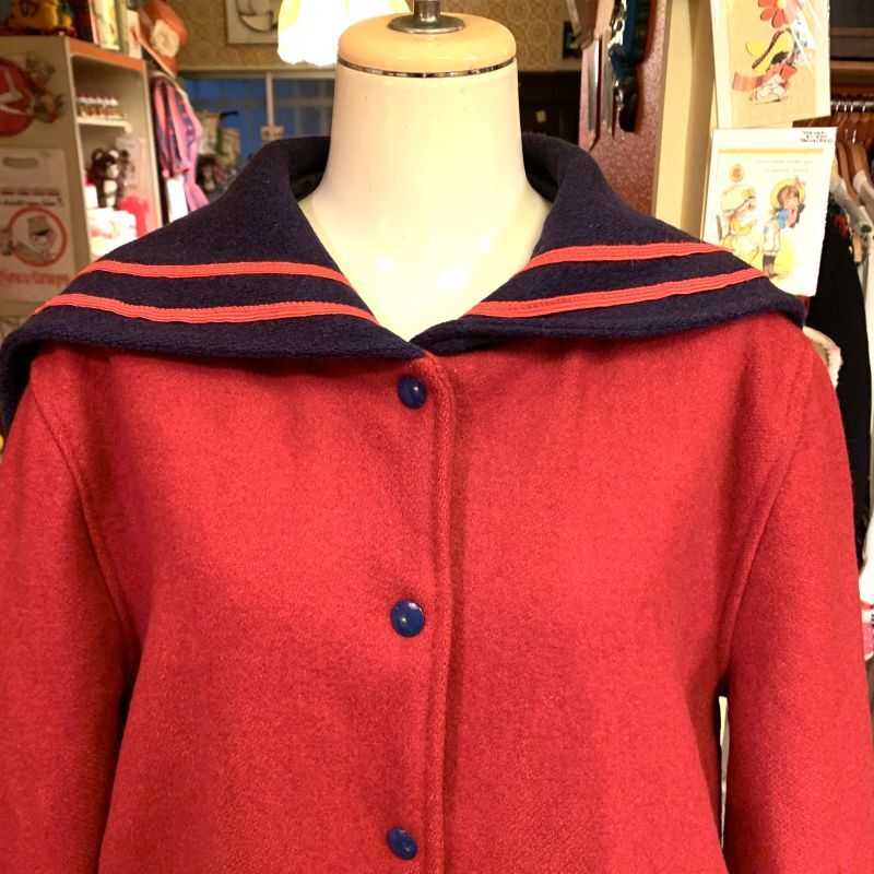 画像: RD/NV  Vintage sailor collar studium jumper