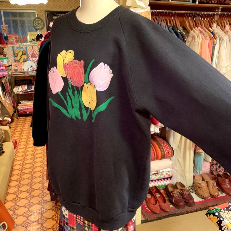 画像: Tulip rubber print vintage sweat