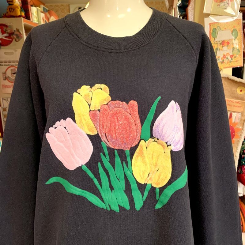 画像: Tulip rubber print vintage sweat