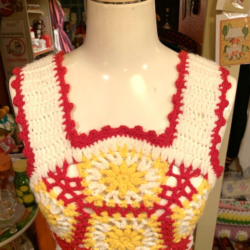 画像: Vintage Granny flower motif knit vest