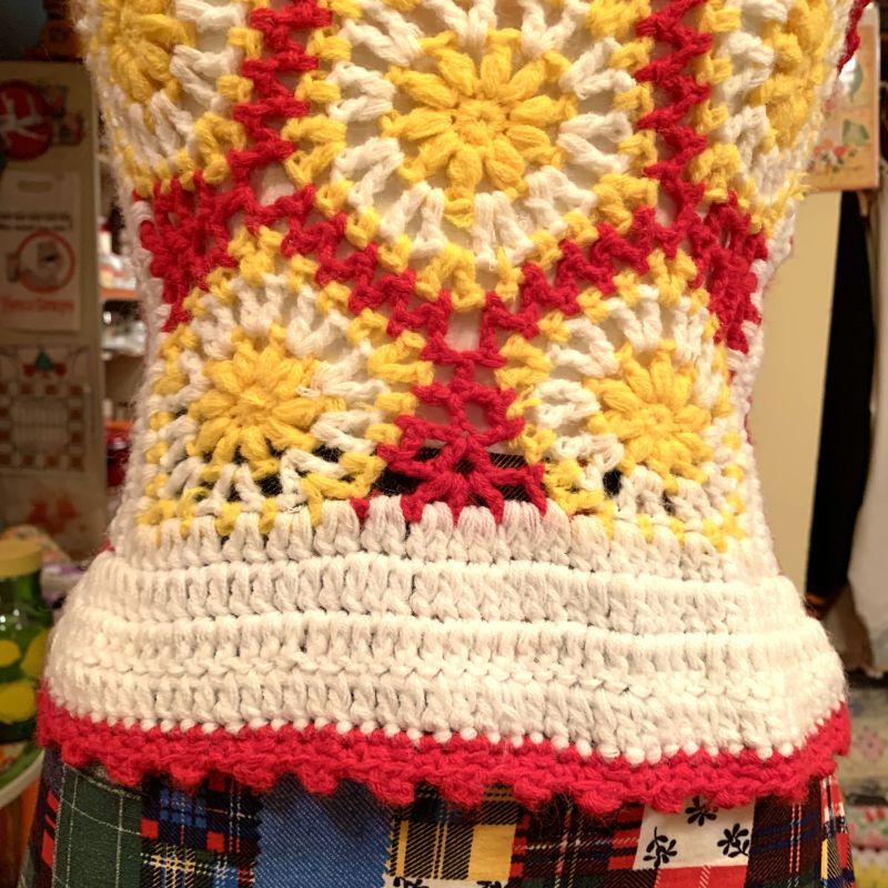 画像: Vintage Granny flower motif knit vest