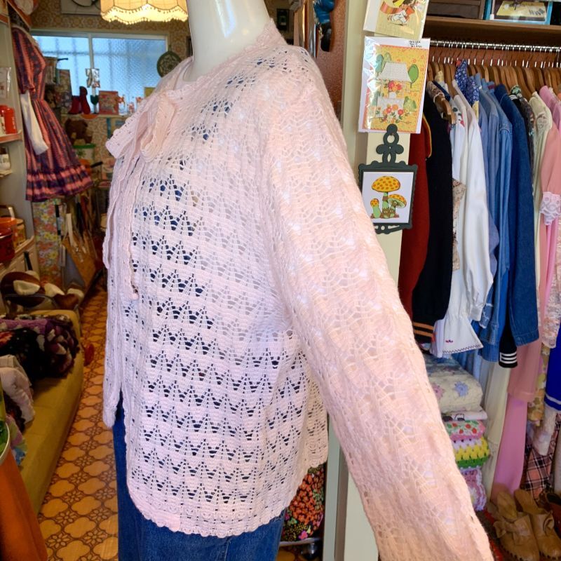 画像: Baby pink crochet cardigan