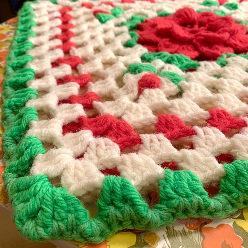 画像: Vintage flower knit cushion cover
