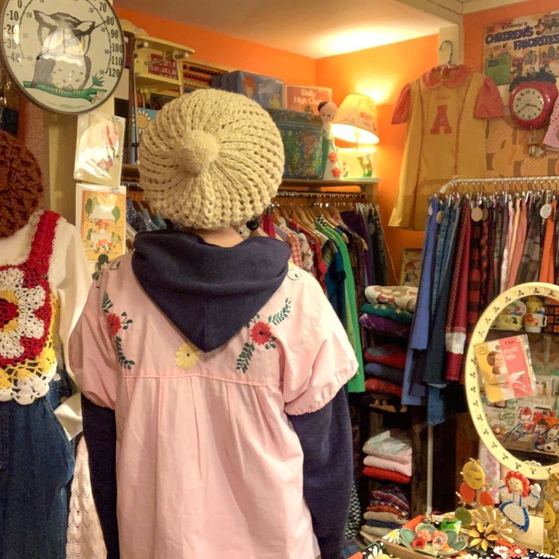 画像: Vintage Ivory knit ponpon beret