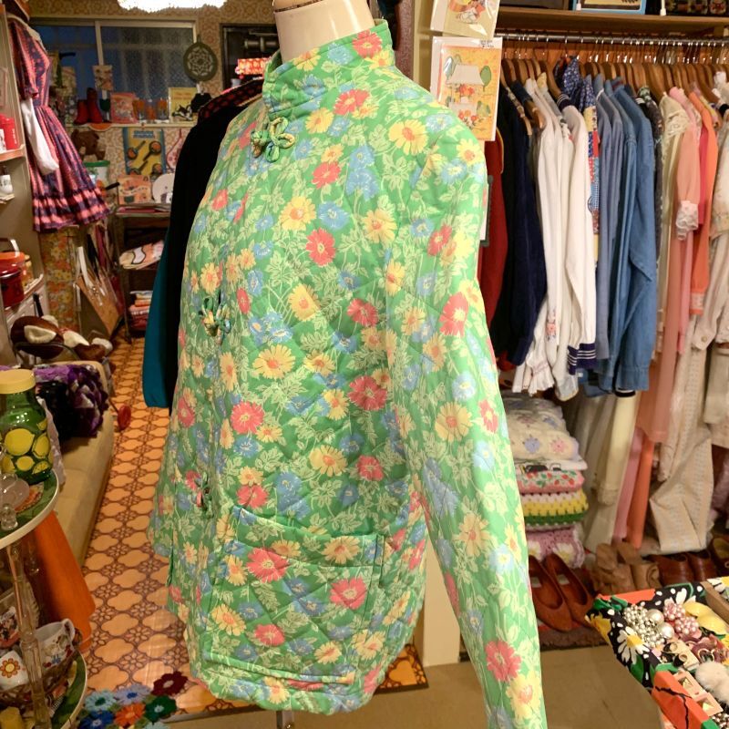 画像: Vintage Flower pattern china quilting jacket