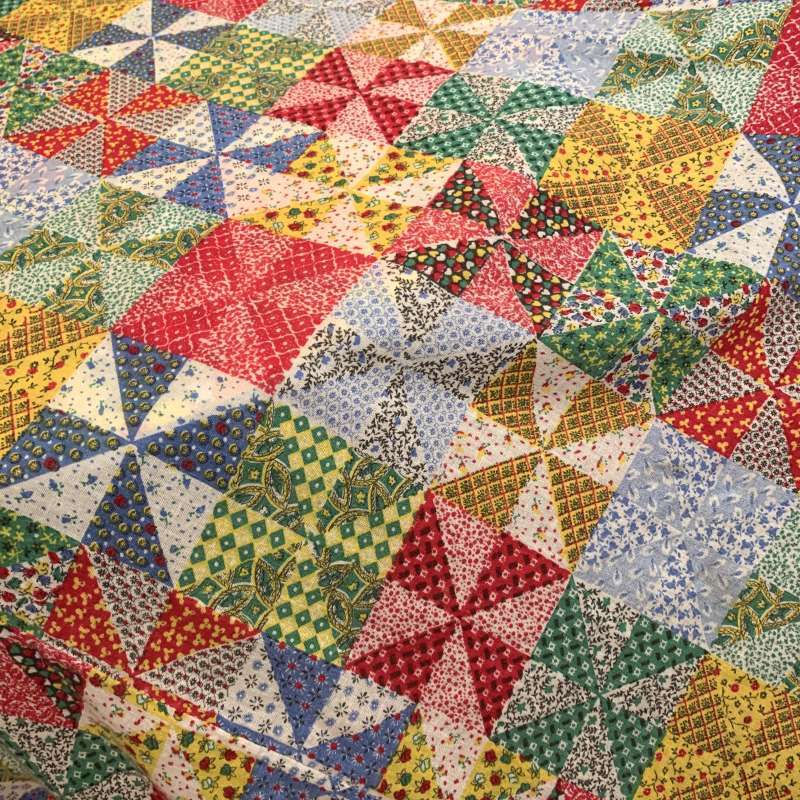 画像: Vintage patchwork pattern cut cloth  A
