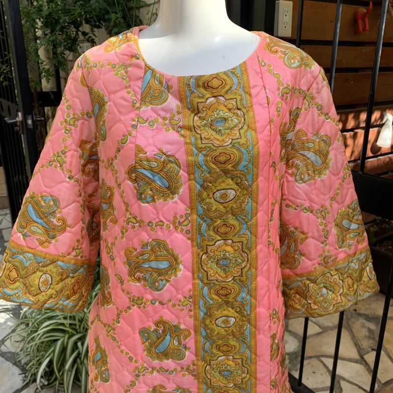 画像: Vintage paisley pattern quilting all in one type dress