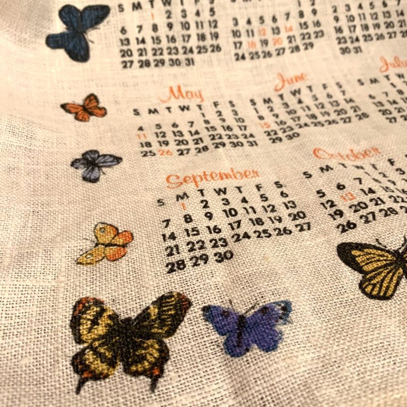 画像: Vintage fabric calendar 1980 Butterfly