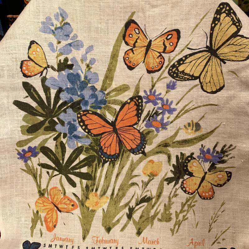 画像: Vintage fabric calendar 1980 Butterfly