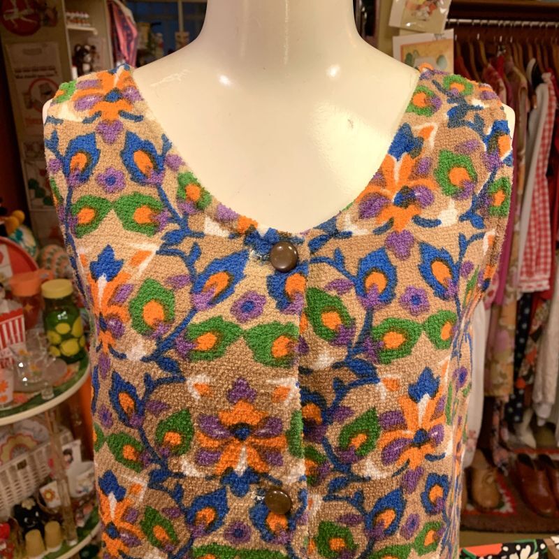 画像: Flower pattern pile vest