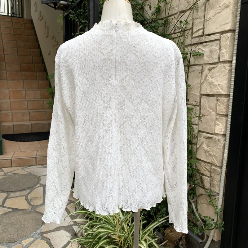 画像: Wh Flower lace top