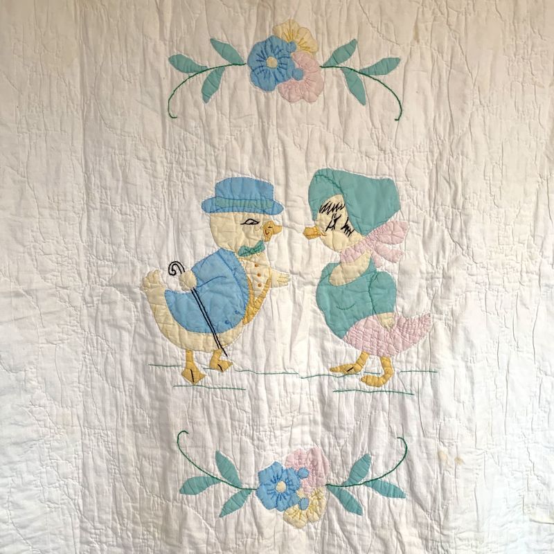画像: 50'S Vintage bird patch quilt