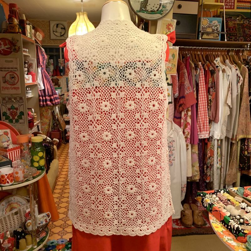 画像: WH Flower pattern crochet vest