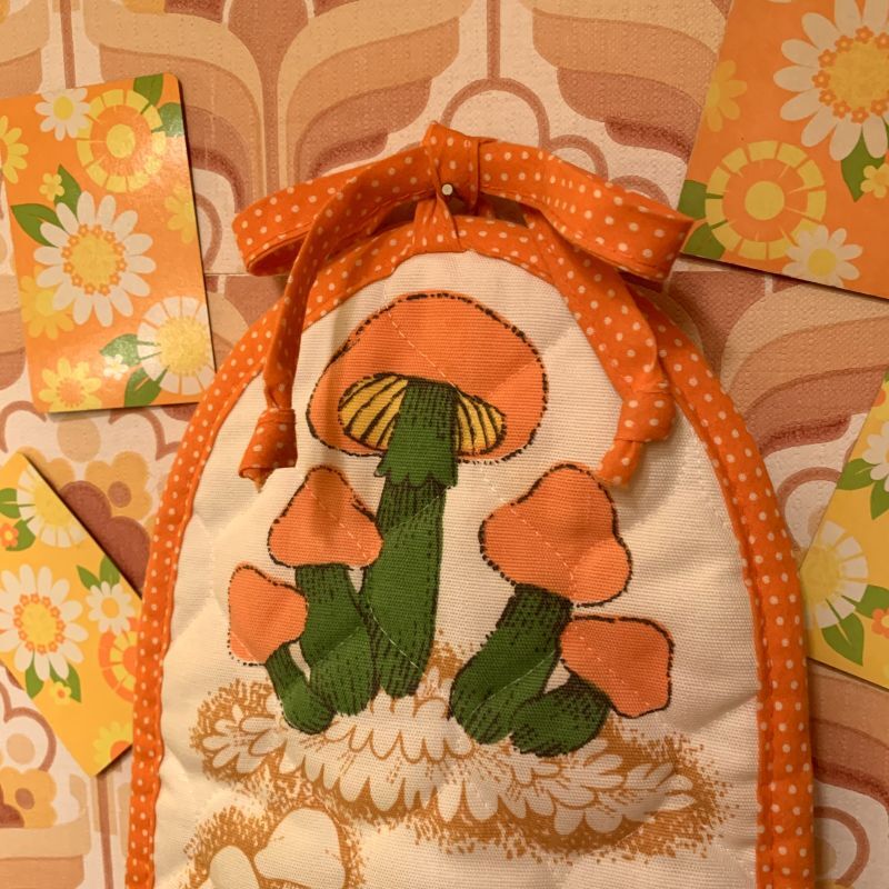 画像: 70'S Mushroom&polka dots quilt cover