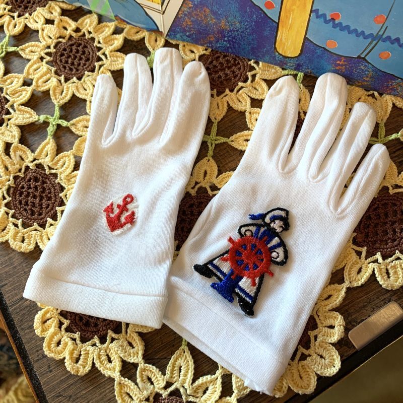 画像: DEAD STOCK Vintage Flower beads mini bag&marine patch mini glove set