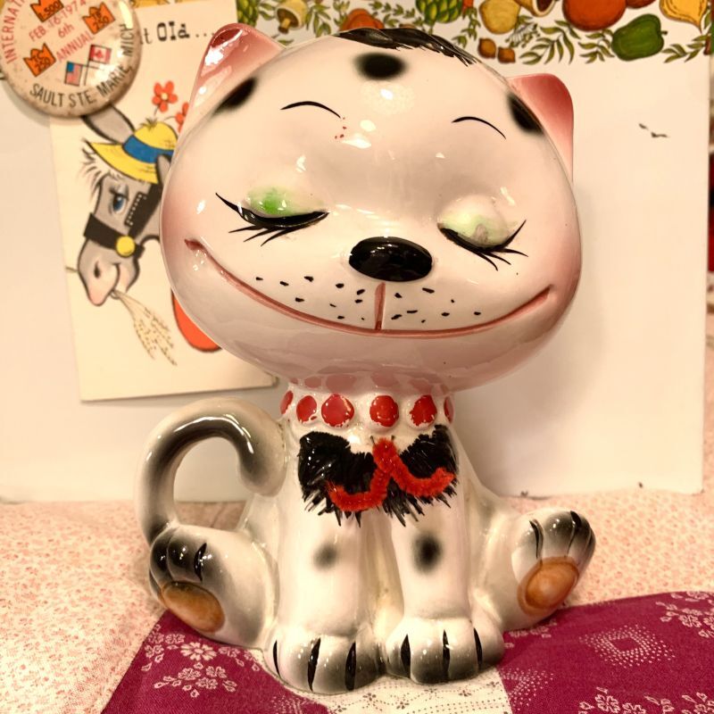 画像1: Polka dot cat bank