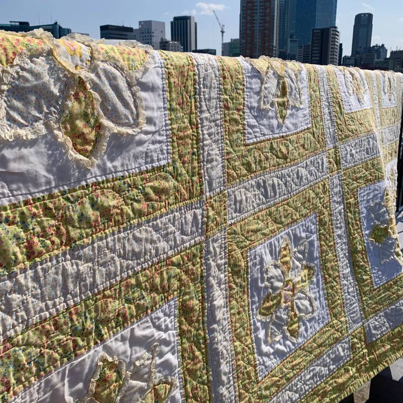 画像4: 60'S〜70'S  Vintage Flowerlace patchwork quilt・rug