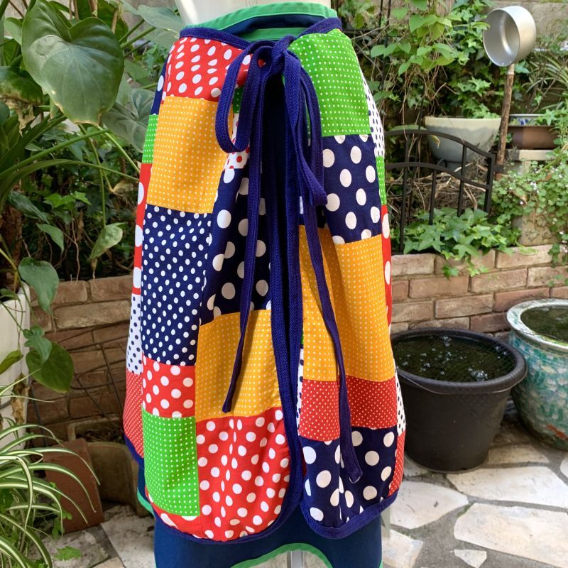 画像: 70'S Polka dots patchwork reversible apron skirt