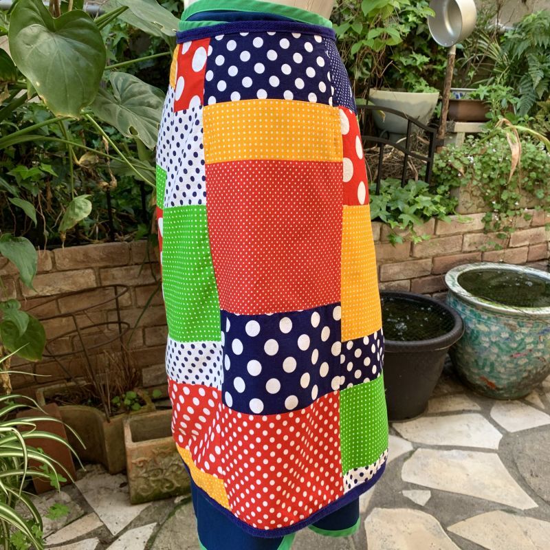 画像: 70'S Polka dots patchwork reversible apron skirt