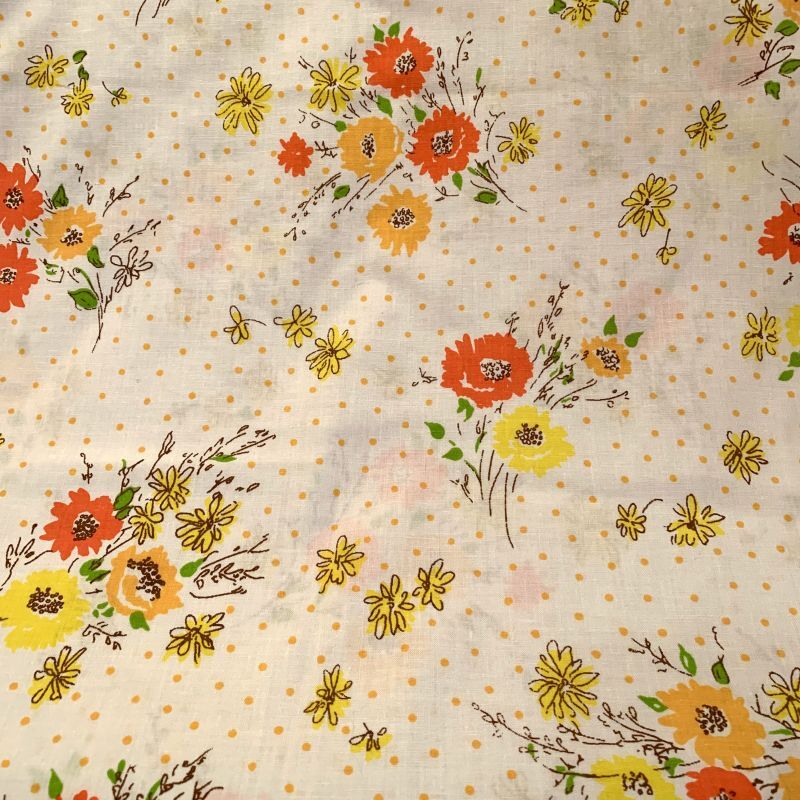 画像: 70'S  OR/YE  Flower pattern pillow cover